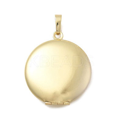 Brass Flat Round Locket Pendants KK-D431-028A-G-1