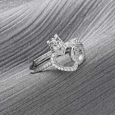 Brass Micro Pave Cubic Zirconia Adjustable Finger Rings for Women RJEW-M099-02P-1