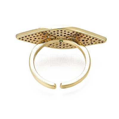 Cubic Zirconia Horse Eye Open Cuff Ring RJEW-N037-014B-1