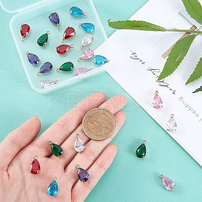 24Pcs 6 Colors Transparent Glass Charms GLAA-PH0001-28-1