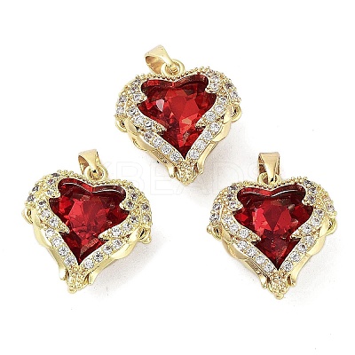 Rack Plating Real 18K Gold Plated Brass Micro Pave Cubic Zirconia Pendants KK-G482-01G-02-1