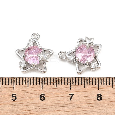Brass Pave Pearl Pink Cubic Zirconia Pendants CU-CBA8124-01A-P-1