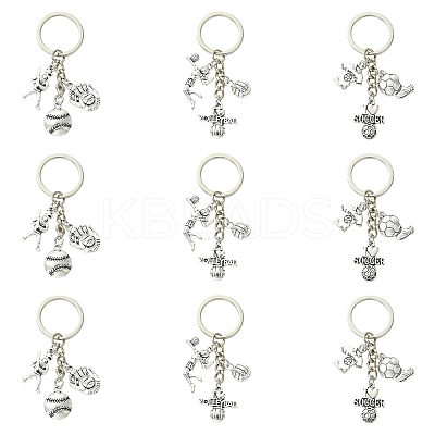 9Pcs 3 Style Sports Alloy Keychains KEYC-YW00249-1