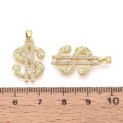 Brass Micro Pave Clear Cubic Zirconia Pendants KK-T075-83G-1