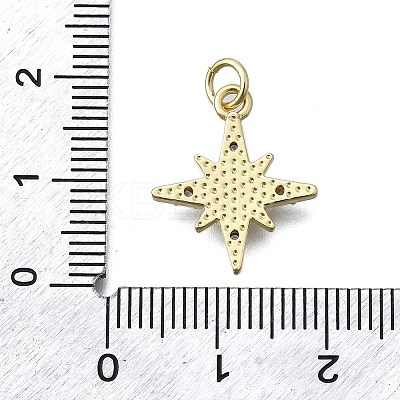 Brass Micro Pave Clear Cubic Zirconia 8 Point Star Pendants KK-V010-23G-1