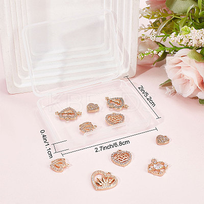 12Pcs 6 Style Valentine's Day Brass Micro Pave Cubic Zirconia Pendants KK-SC0003-16-1