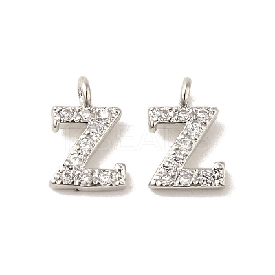 Initial Letter Brass Micro Pave Cubic Zirconia Pendants ZIRC-F008-Z-1