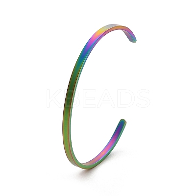 Ion Plating(IP) 304 Stainless Steel Cuff Bangles for Women BJEW-K173-02MC-1