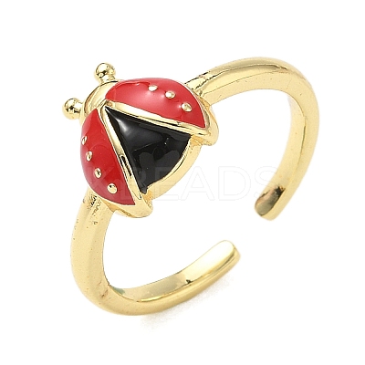 Brass Enamel Cuff Rings for Women RJEW-F196-02C-G-1