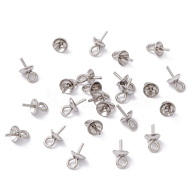 304 Stainless Steel Cup Pearl Peg Bails Pin Pendants STAS-E030-4-1