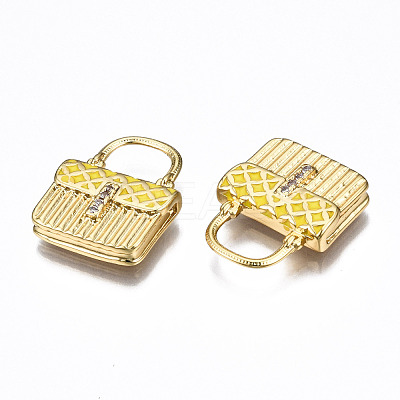 Brass Micro Pave Cubic Zirconia Enamel Pendants ZIRC-Q200-020D-NF-1