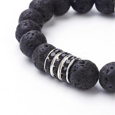 Natural Lava Rock Stretch Bracelets BJEW-JB02757-01-1