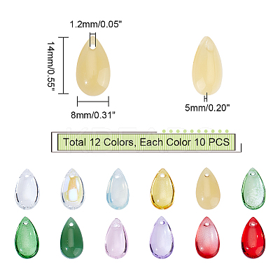 120Pcs 12 Colors Imitation Gemstone Glass Pendants GLAA-GA0001-49-1