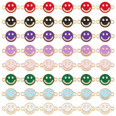 64Pcs 8 Colors Alloy Enamel Connector Charms ENAM-FH0001-63-1
