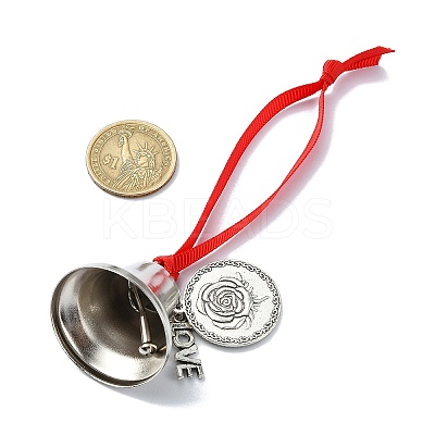 Word Love Alloy Sublimation Printing Round Ornament HJEW-JM02214-1