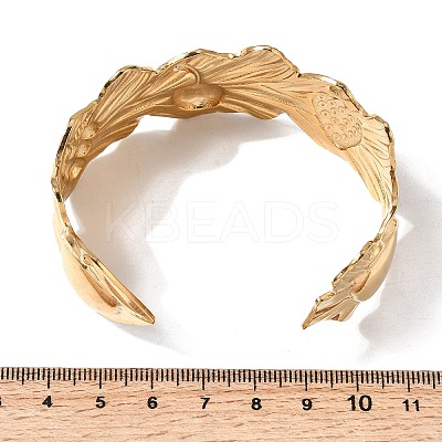 304 Stainless Steel Cuff Bangles for Women BJEW-L719-01A-G-1