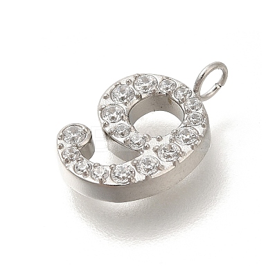 304 Stainless Steel Micro Pave Cubic Zirconia Pendants STAS-H228-01P-09-1