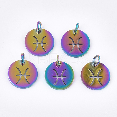 Rainbow Color Ion Plating(IP) 201 Stainless Steel Charms STAS-Q201-JN166-12-1