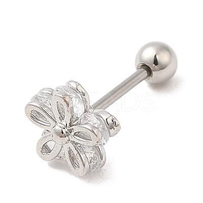 Brass Micro Pave Clear Cubic Zirconia Stud Earrings EJEW-L265-03P-1