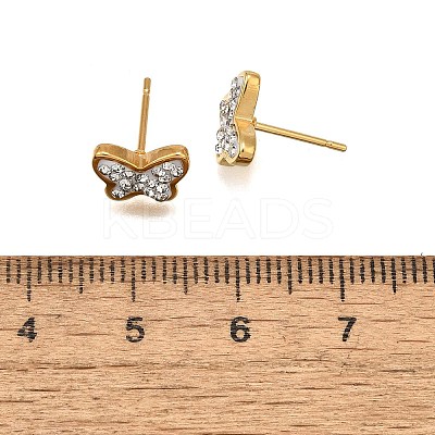 12 Pairs 304 Stainless Steel Rhinestone Stud Earrings EJEW-B135-01G-01-1