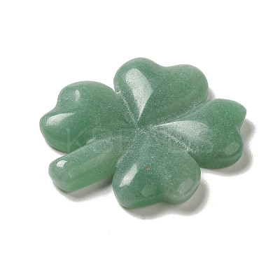 Natural Green Aventurine Carved Clover Figurines Statues for Home Office Tabletop Feng Shui Ornament DJEW-G044-01B-1