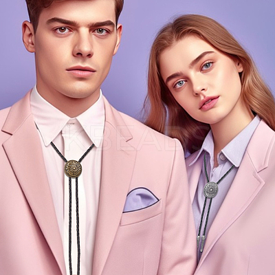 2Pcs 2 Colors PU Leather Bolo Tie NJEW-AN0001-61-1