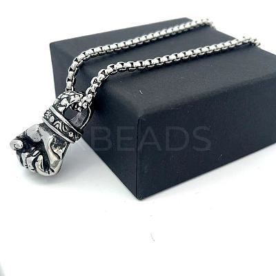 Minimalist Hip-Hop 304 Stainless Steel Fist Pendant Necklaces for Men ZI2468-1