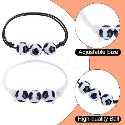 20Pcs 2 Colors Plastic Football Braided Bead Bracelet BJEW-SP0001-19-1