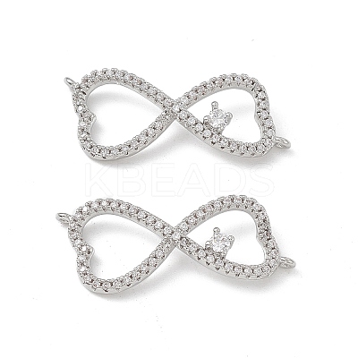Brass Micro Pave Clear Cubic Zirconia Connector Charms KK-E068-VB391-1