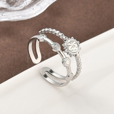 304 Stainless Steel Open Cuff Rings for Women RJEW-A079-07B-P-1