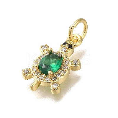 Rack Plating Brass Micro Pave Cubic Zirconia Pendants X-KK-K373-14G-1
