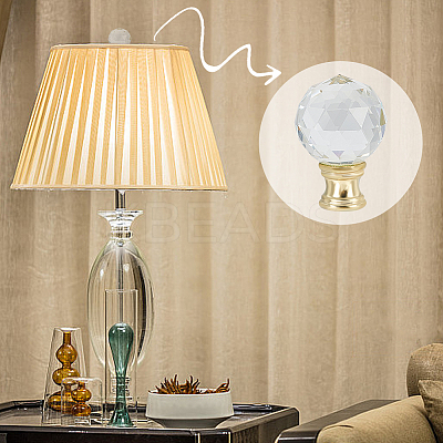 Glass Crystal Lamp Finials with Iron Finish Base FIND-WH0148-176B-1