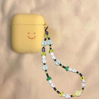 Resin Beaded Mobile Phone Lanyard Wrist Strap HJEW-WH0069-05-1