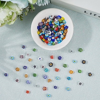 Handmade Millefiori Glass Bead Strands LAMP-LT0001-09B-1