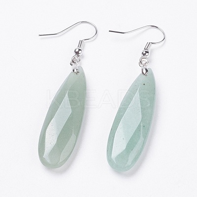 Natural Green Aventurine Dangle Earrings EJEW-F158-D01-1