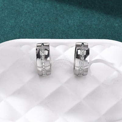 304 Stainless Steel Clear Cubic Zirconia Hoop Earrings EJEW-D331-08B-P-1