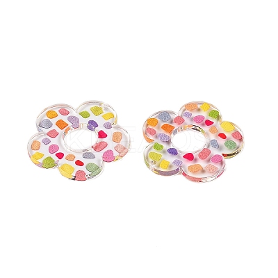 Flower Theme Printed Acrylic Pendants OACR-T028-06H-1