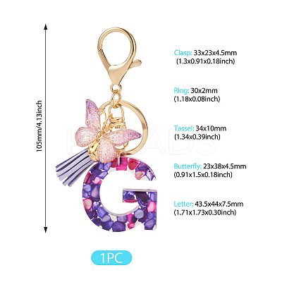 Resin Butterfly Pendant Keychains KEYC-TAC0034-03G-1
