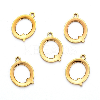 Ion Plating(IP) 304 Stainless Steel Alphabet Charms STAS-H122-Q-G-1