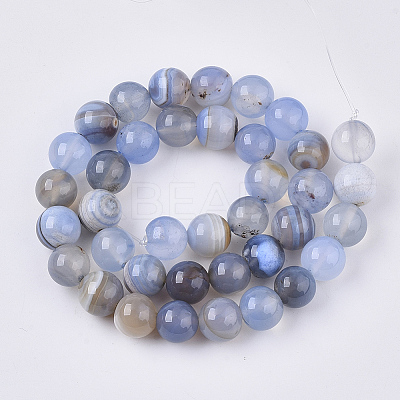 Natural Striped Agate/Banded Agate Beads Strands G-S359-046-01-1