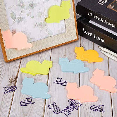 12 Books 4 Colors Lovely Lying Cat Shape Memo Notepads AJEW-GF0007-13-1
