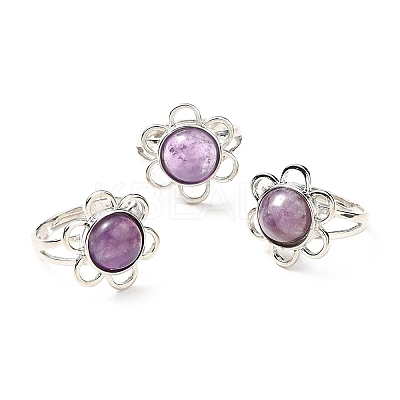 Natural Amethyst Adjustable Rings RJEW-P043-01P-16-1