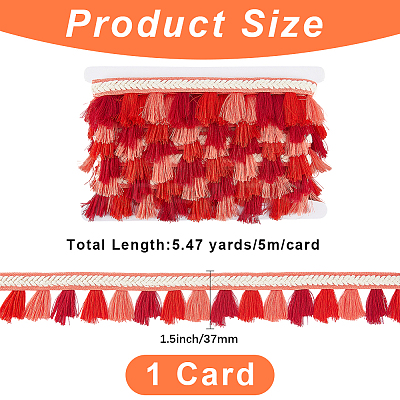5.47 Yards Ethnic Style Polyester Fringe Lace Trims SRIB-CY0001-32B-1