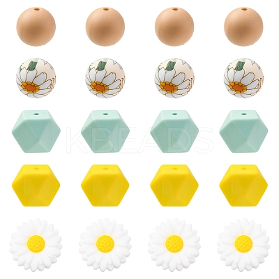 5 Styles Food Grade Eco-Friendly Silicone Beads SIL-FS0001-25-1