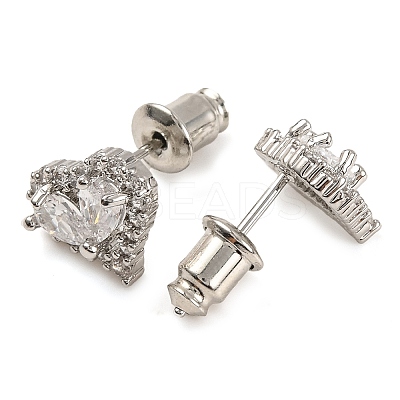 Cubic Zirconia Heart Stud Earrings EJEW-I304-17P-1