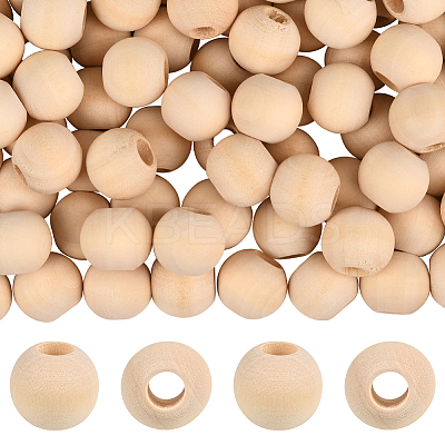 Natural Unfinished Wood Beads WOOD-PA0001-16C-1