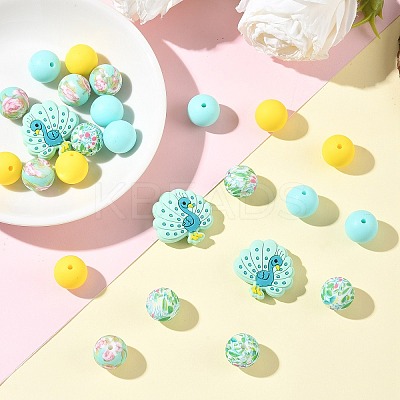 25Pcs 5 Styles Food Grade Eco-Friendly Silicone Focal Beads SIL-YW0001-96-1