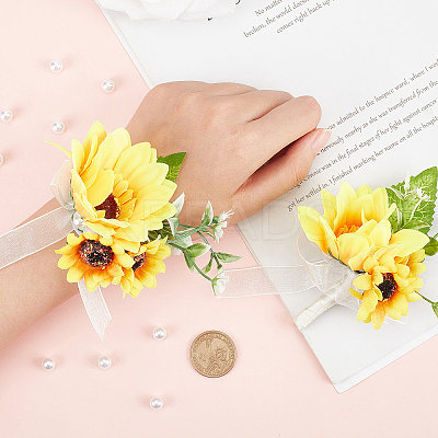 Silk Cloth Imitation Flower Wrist AJEW-CP0001-38-1