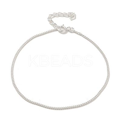 925 Sterling Silver Curb Chain Bracelets for Women BJEW-E101-01S-10-1