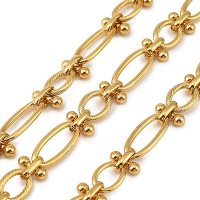 304 Stainless Steel Oval with Round Beaded Link Chains CHS-G051-04G-1